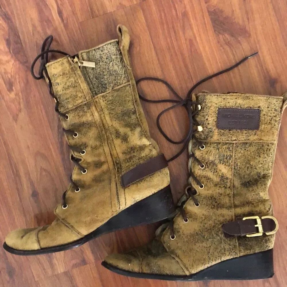 Michael Kors Rustic, distressed, looking lease up boots, size 7, genuine leather